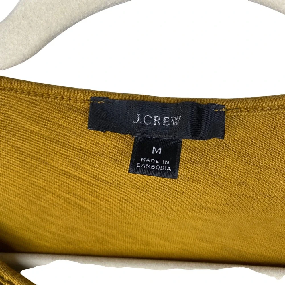 J.Crew Mustard Yellow Smocked Puff Sleeve Knit Top Gold Boho Scoop Neck Medium